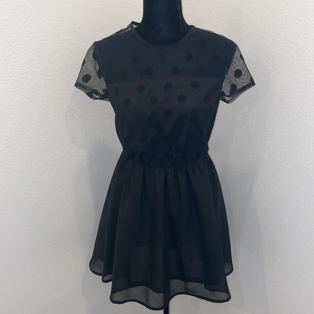 Divided by H&M Black Sheer Polka Dot Dress